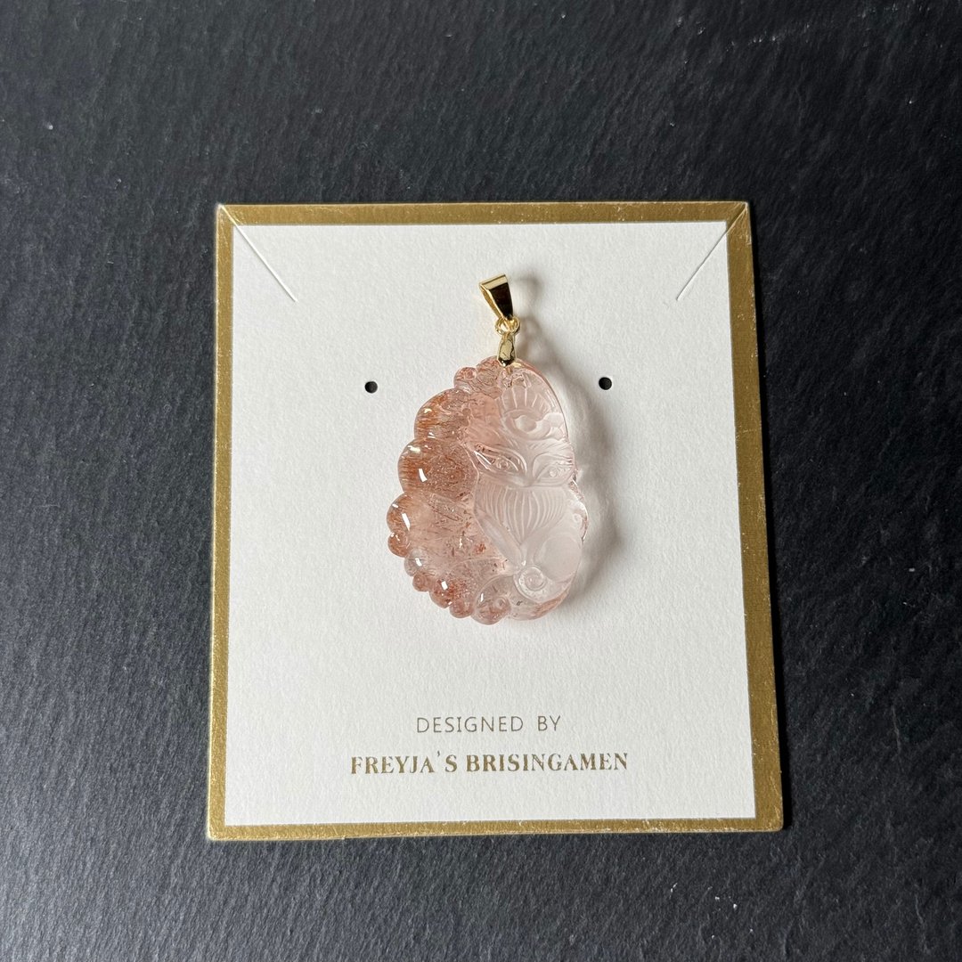 精品金草莓狐狐吊坠 - 吊饰 - 水晶 橘色