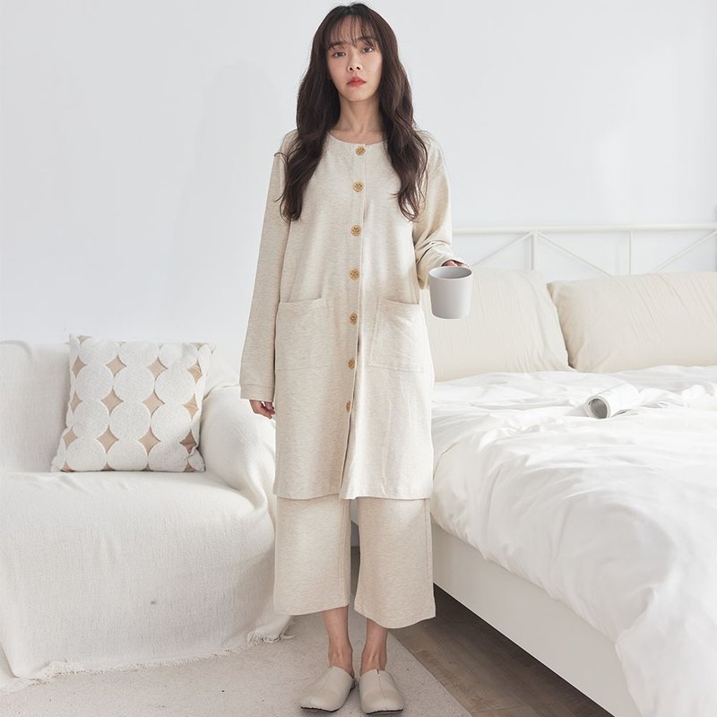 MIT有机绵木质排扣外套连身裙-共3色 - 女装休闲/机能外套 - 棉．麻 