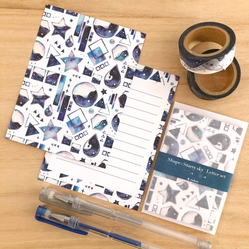 几何图形×星空迷你信纸组 - 信封/信纸 - 纸 蓝色