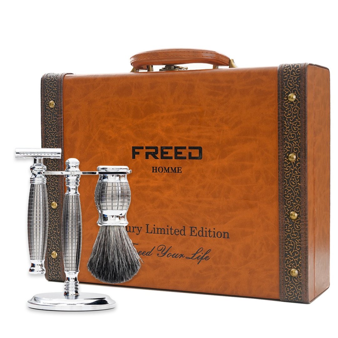 【FREED】豪华典藏版双刃款刮胡刀礼盒 - 手雷款 定制化刻字 - 男性清洁护肤品 - 其他金属 银色