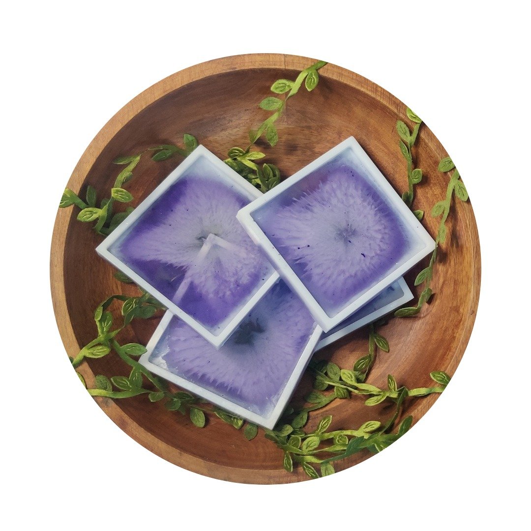 Lilac and white square coasters handmade - 餐桌/书桌 - 树脂 