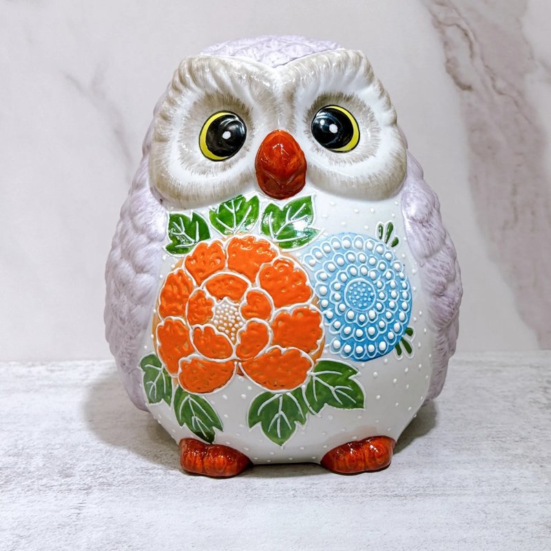 【福紫华魂】日本九谷烧猫头鹰 | 紫盛 - 摆饰 - 瓷 紫色