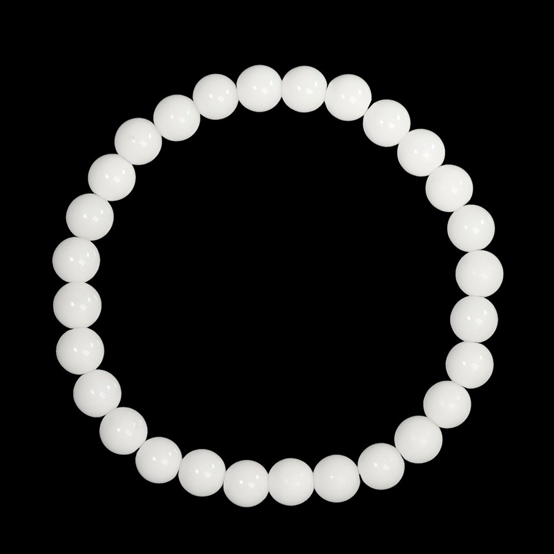 【正佳珠宝】白玛瑙 高品老矿白玛瑙 6mm 玛瑙手珠 - 手链/手环 - 半宝石 多色
