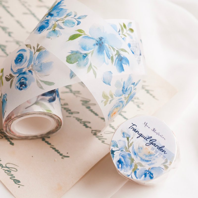 静谧花园纸胶带 - 特油含离型纸 - 纸胶带 - 纸 蓝色