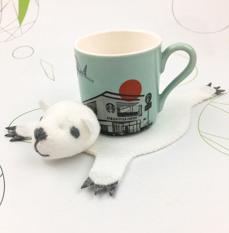 【定制化礼物】熊皮杯垫 北极熊 - 杯垫 - 聚酯纤维 白色