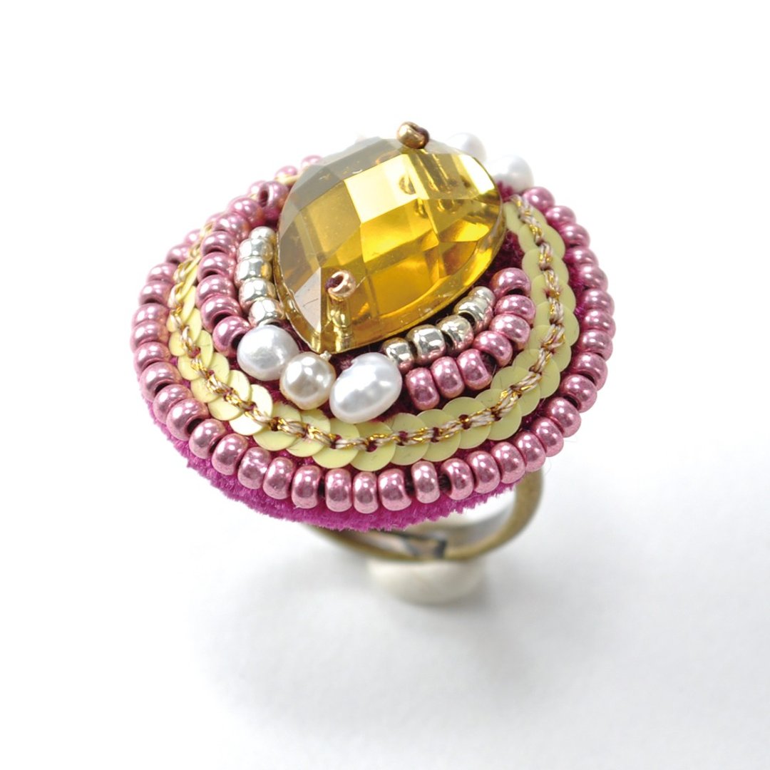 yellow statement ring, sparkly ring, gorgeous ring, free ring 2 - 戒指 - 塑料 黄色