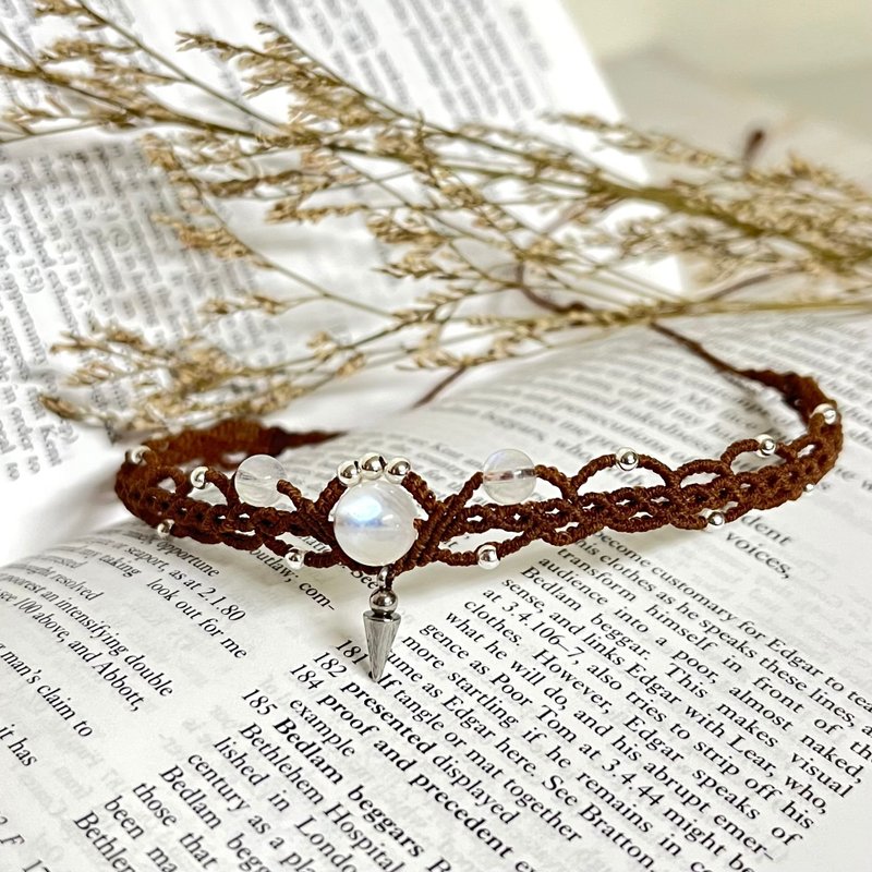 月光石编织颈链/女王款 - 项链 - 水晶 咖啡色