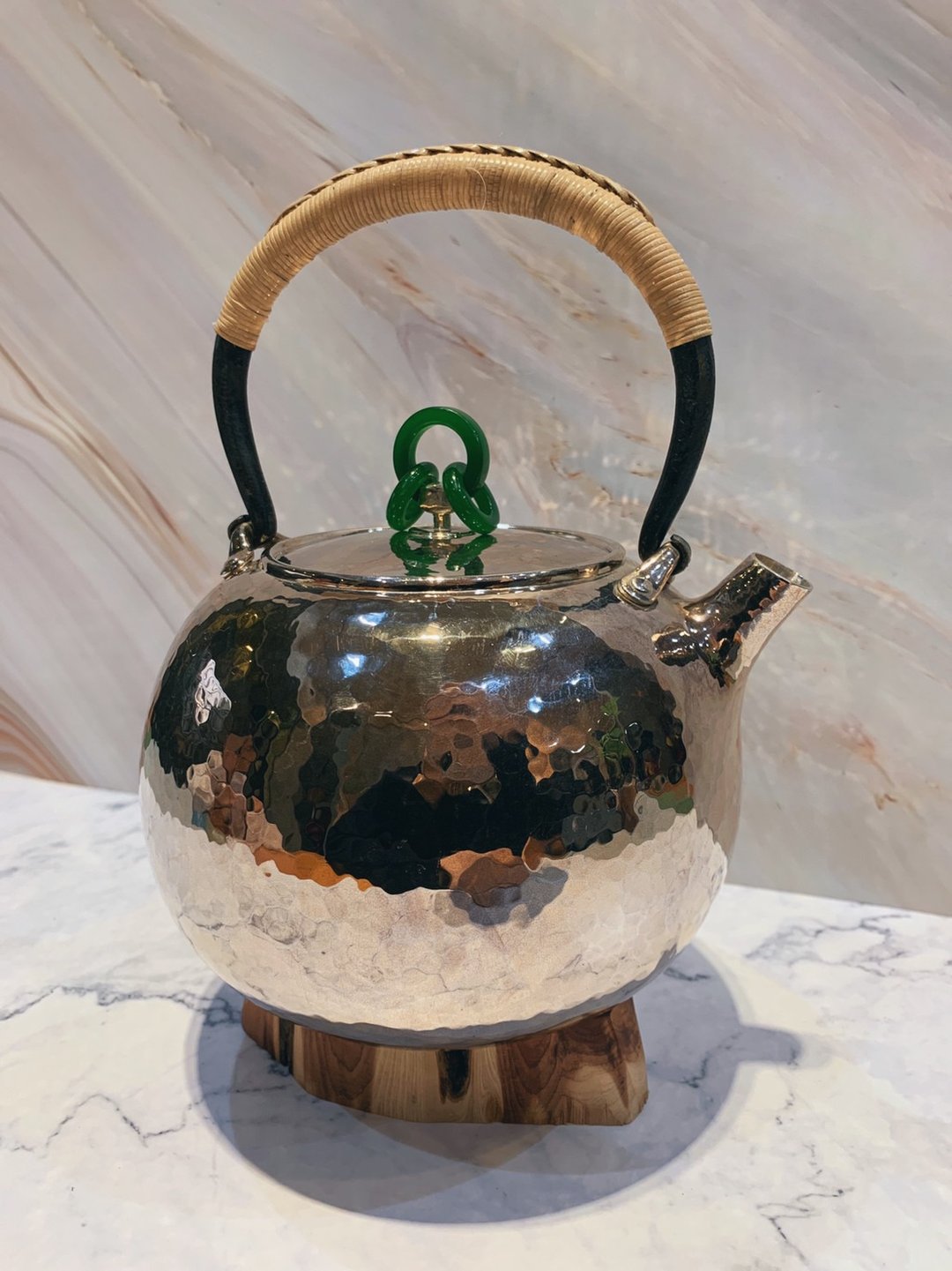观与藏系列 - 宝玉手槌手工银壶 - 茶具/茶杯 - 纯银 银色