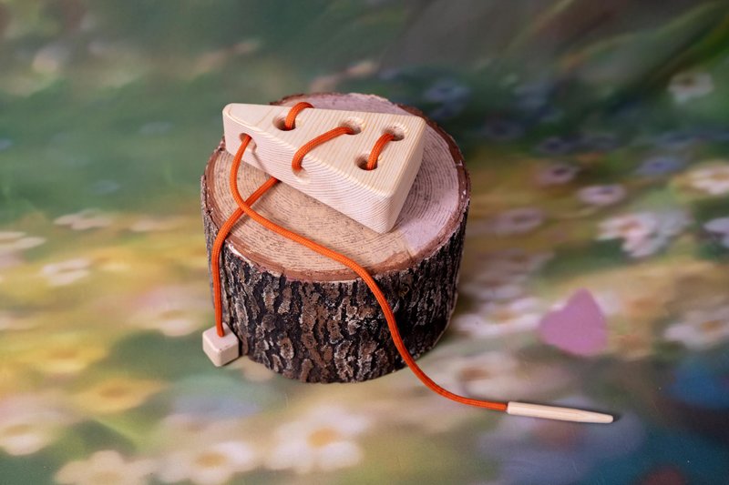 起司穿线器玩具，天然木制益智玩具，儿童教育工具 - 玩具/玩偶 - 木头 咖啡色