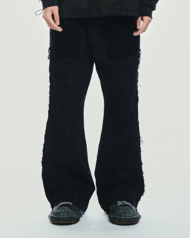 Washed Flared Pants - 男士长裤 - 棉 黑色