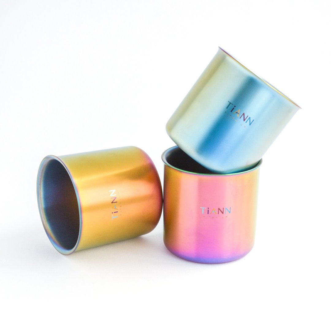 【送礼首选】纯钛 双层钛杯 品茗杯 250ml(不烫手/钛自体发色) - 茶具/茶杯 - 其他金属 多色