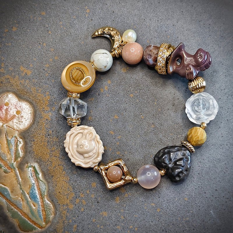 童话故事 | 一品一拍 | 阿拉善 | 白水晶 | 银曜石 | 橙月光 | - 手链/手环 - 水晶 