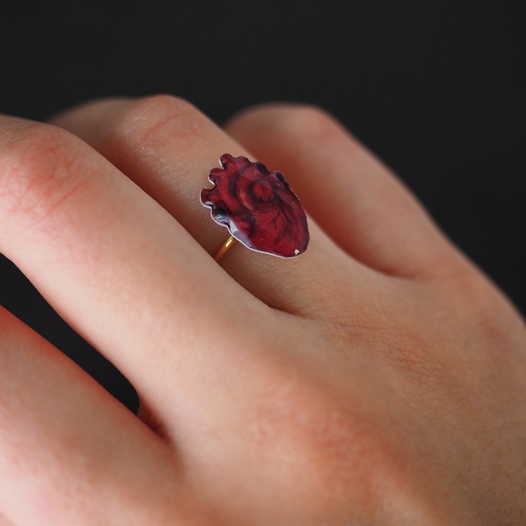 Heart Ring Ring Gift/Present Gothic Dark Fantasy Magical Witch Anatomical Motif Free Size - 耳环/耳夹 - 树脂 红色