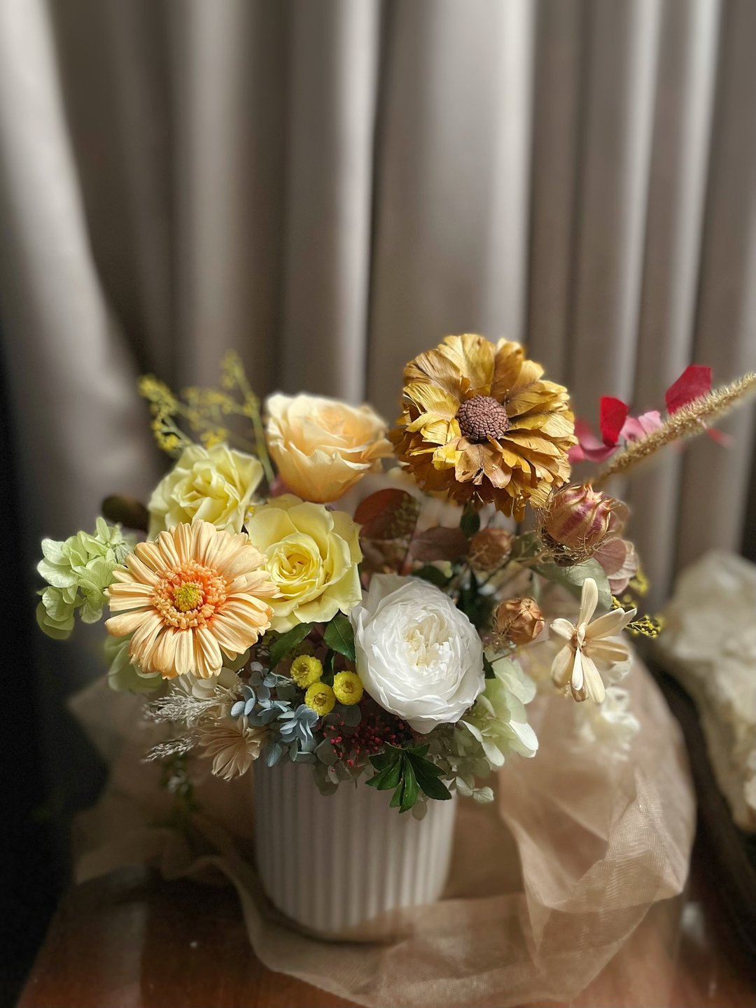 【花诉花艺】非洲菊永生桌花/开幕花礼/升迁花礼/祝贺花礼 - 干燥花/捧花 - 植物．花 