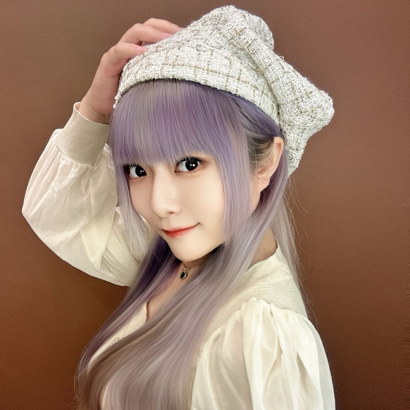 经典白金小香风贝雷帽 手作贝蕾帽 - 帽子 - 棉．麻 白色