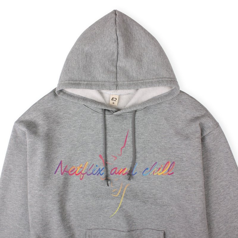 奈米轻暖帽T NC来我家看电影  帽T/女上衣/男上衣情侣T/中性T - 中性连帽卫衣/T 恤 - 棉．麻 灰色