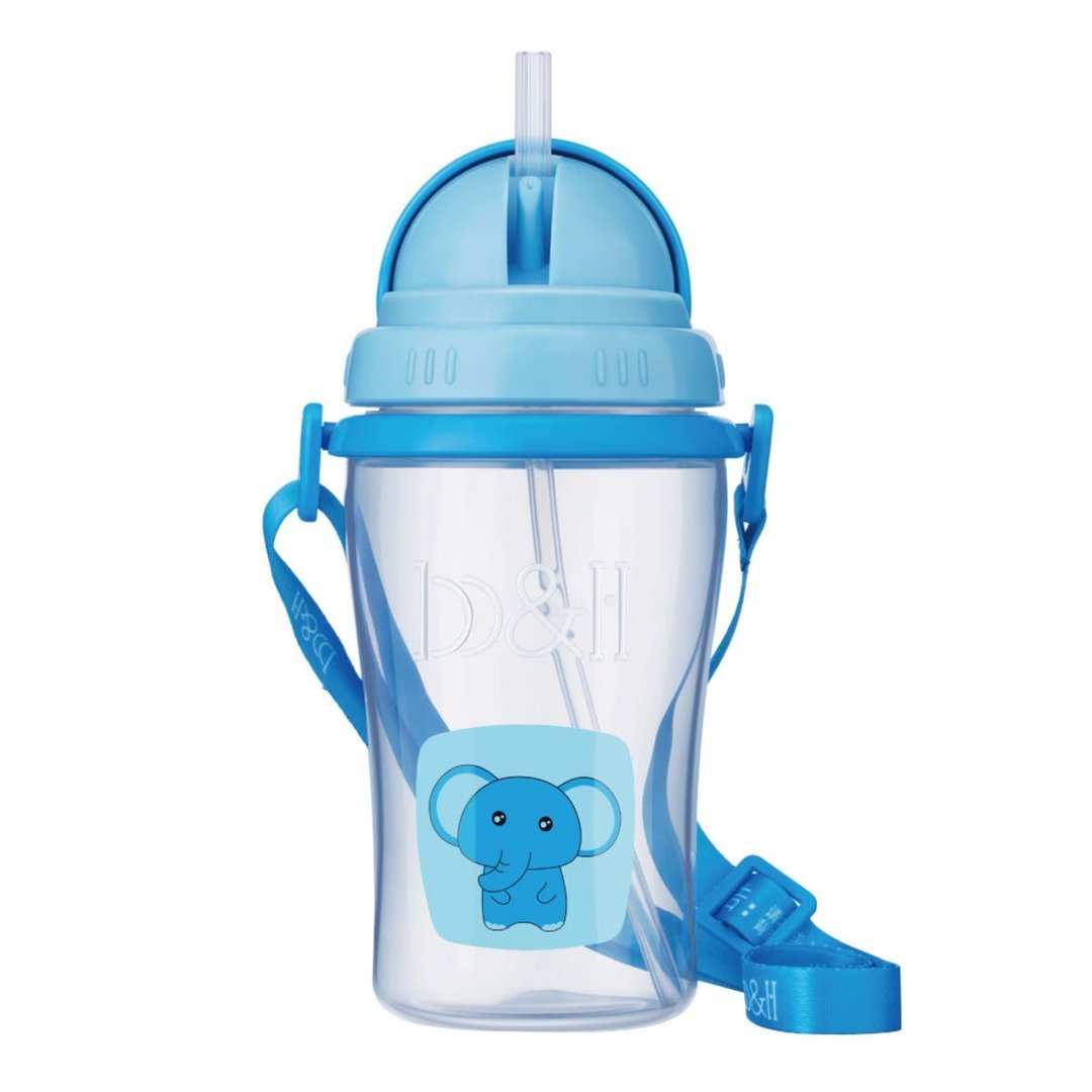 b&h 智多星便携式儿童背带学习杯郊游版 400ml - 大象 - 儿童餐具/餐盘 - 其他材质 蓝色