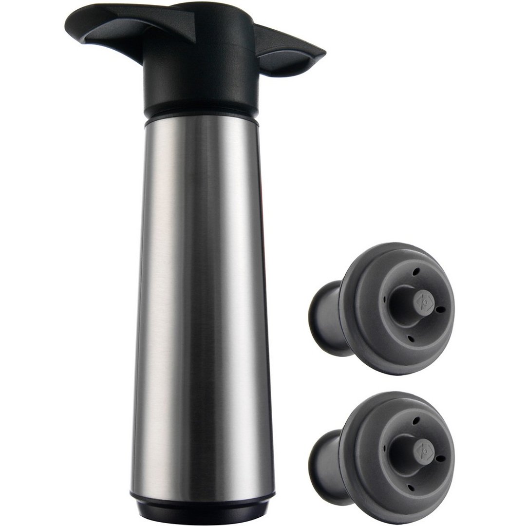 荷兰 Vacu Vin 抽真空器 + 瓶塞 2 入 (银) | 真空瓶塞 保鲜瓶塞 - 酒杯/酒器 - 塑料 银色