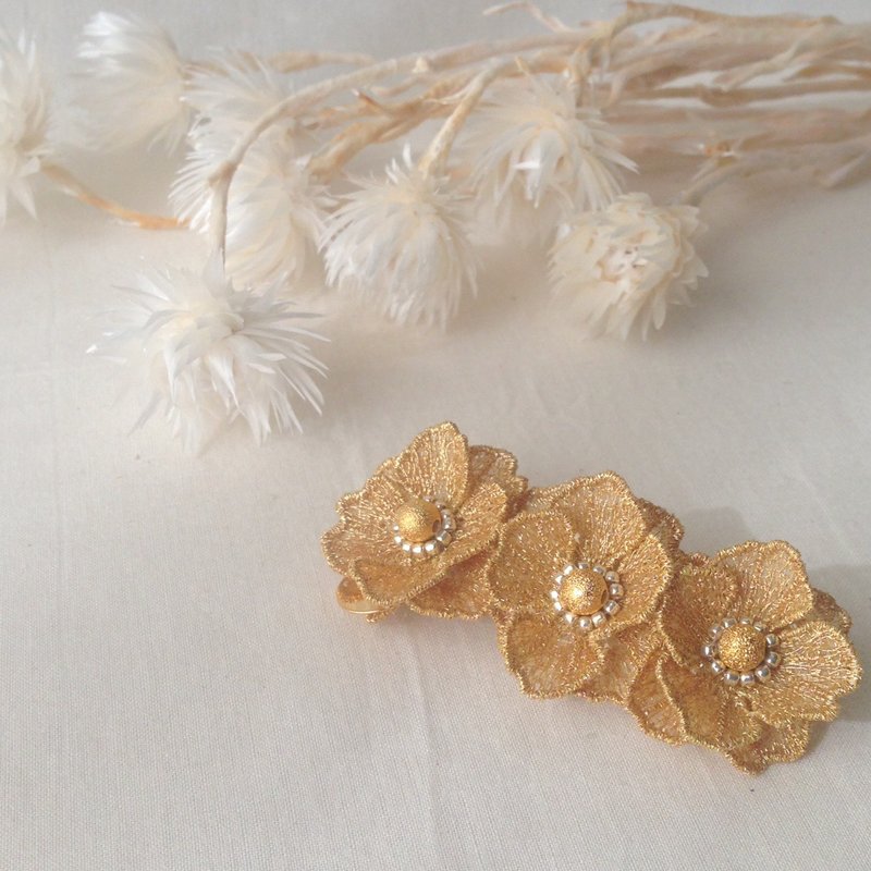 Poppy Embroidery Valletta Gold - 发饰 - 绣线 金色