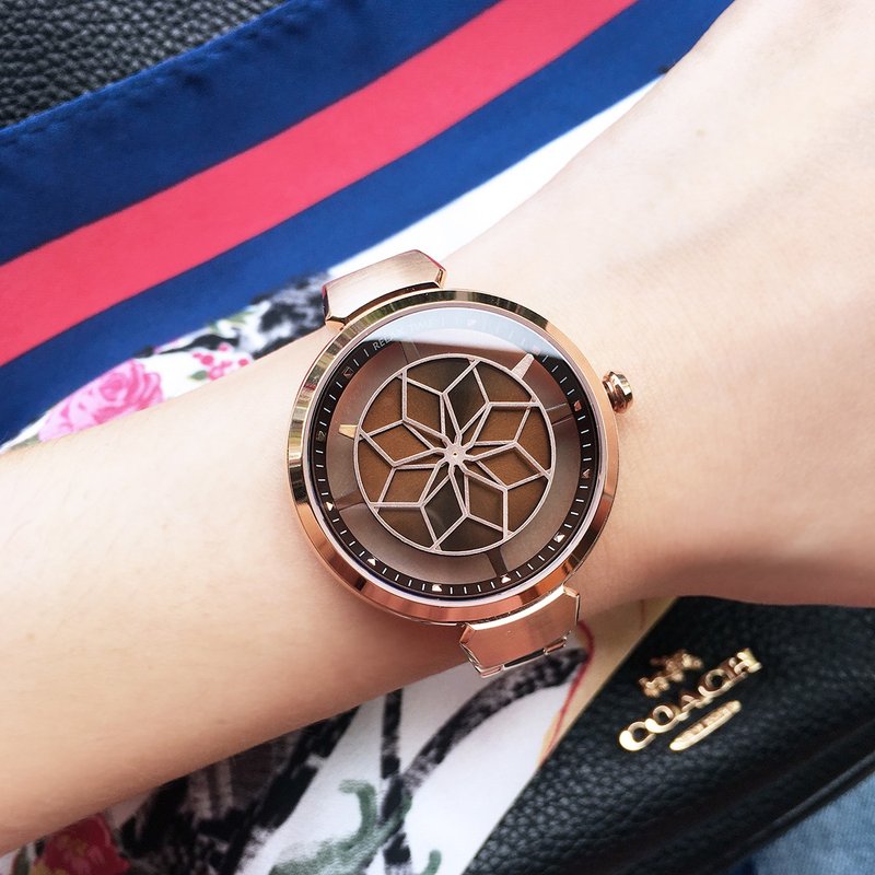 【热门商品】RELAX TIME年度表款 绽放系列 玫X咖啡 (RT-63-5) - 女表 - 不锈钢 咖啡色