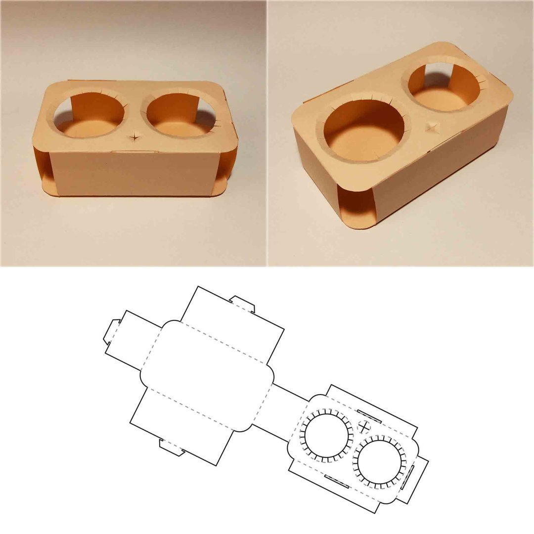 Cup holder template, two cup holder, coffee cup holder, paper cup holder, Cricut - 图文模板设计 - 其他材质 