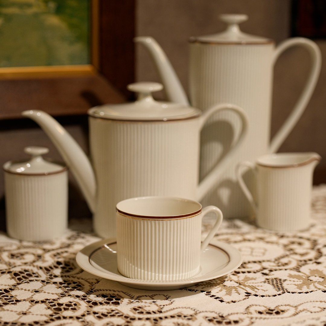 德国Arzberg简约时尚立体纹茶杯 - 茶具/茶杯 - 瓷 白色