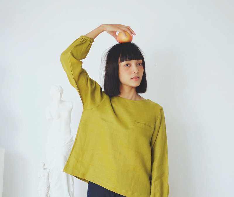 Yuri Blouse : Green - 女装上衣 - 棉．麻 绿色