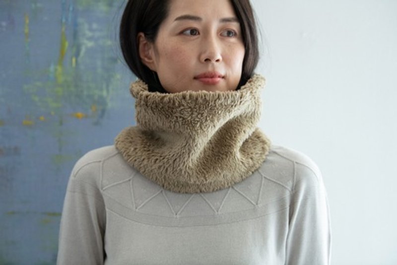 可可染色有机棉毛蓬松颈套 [大号] - 丝巾 - 棉．麻 