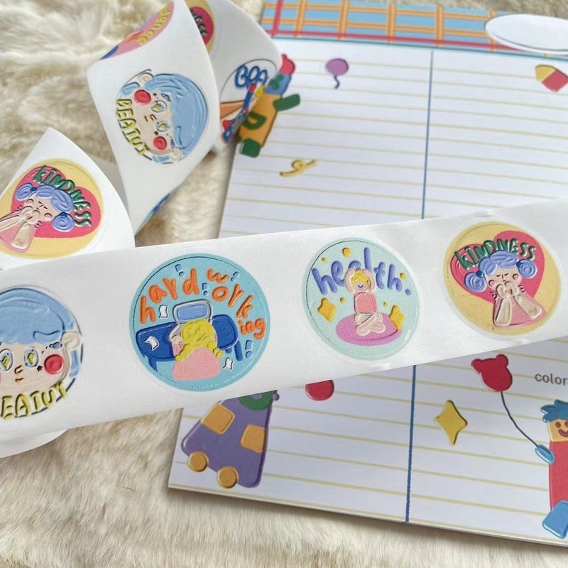 【coloryeah】 油画风 第六弹 女孩 圆形封口贴 胶带 - 纸胶带 - 其他材质 多色