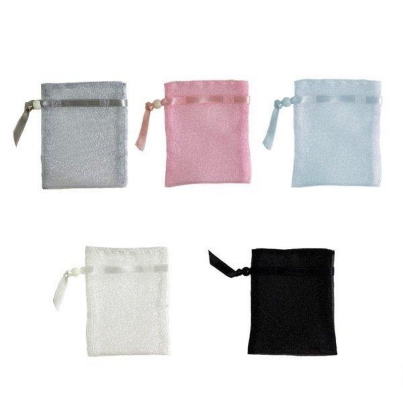 Organza pouch drawstring S size 100 pieces OEM possible 5color - 收纳用品 - 聚酯纤维 白色
