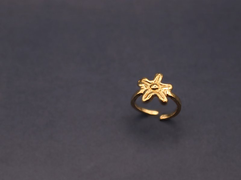 花系列-小春花开口黄铜戒 - 戒指 - 铜/黄铜 红色