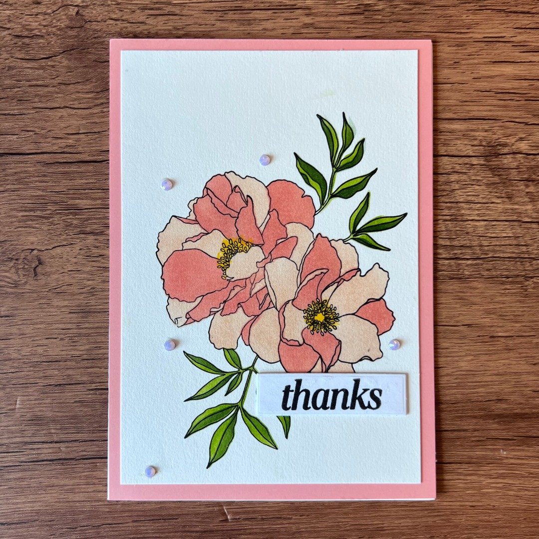 thanks 花 水蜜桃红 感谢卡 - 卡片/明信片 - 纸 粉红色