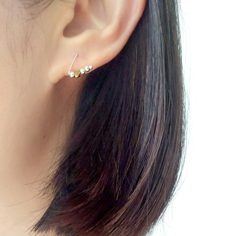 se025-记忆的点-纯银耳环 - 耳环/耳夹 - 纯银 银色