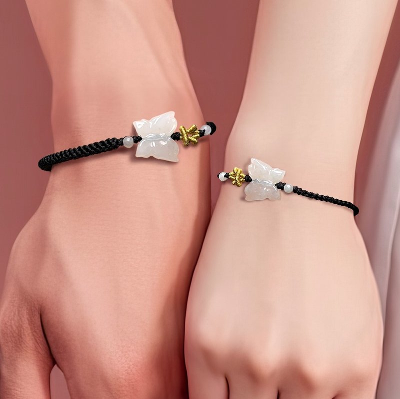 【璎珞翡翠X霞海城隍庙联名】福蝶翡翠编织手链 |  10%公益捐赠 - 手链/手环 - 玉石 多色