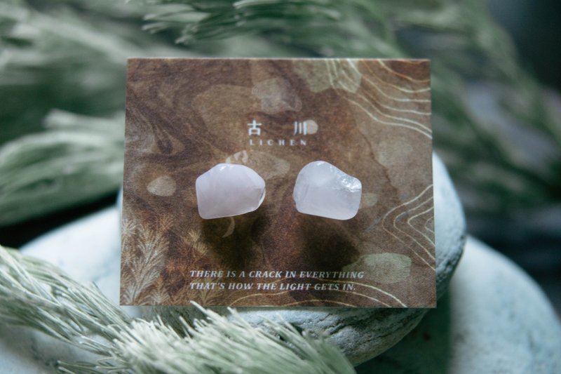 CRACK | 矿物系耳环 |  EARRINGS - 耳环/耳夹 - 玉石 粉红色