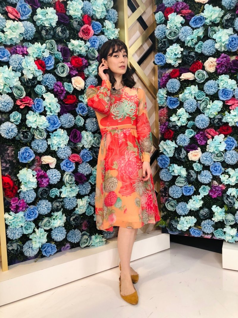 雪纺大菊花洋装 - 洋装/连衣裙 - 其他材质 