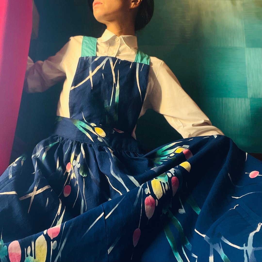 已经签约（这是为预订客户提供的特殊屏幕） 浴衣也适用于孕妇 - 洋装/连衣裙 - 棉 蓝色