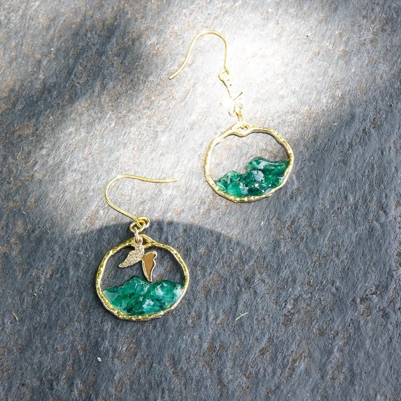 山棱 Mountain  耳环 树脂 - 耳环/耳夹 - 树脂 绿色