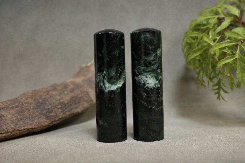 【好石多磨】台湾墨玉_玉石印章_夫妻结婚对章_圆章 - 印章/印台 - 玉石 黑色