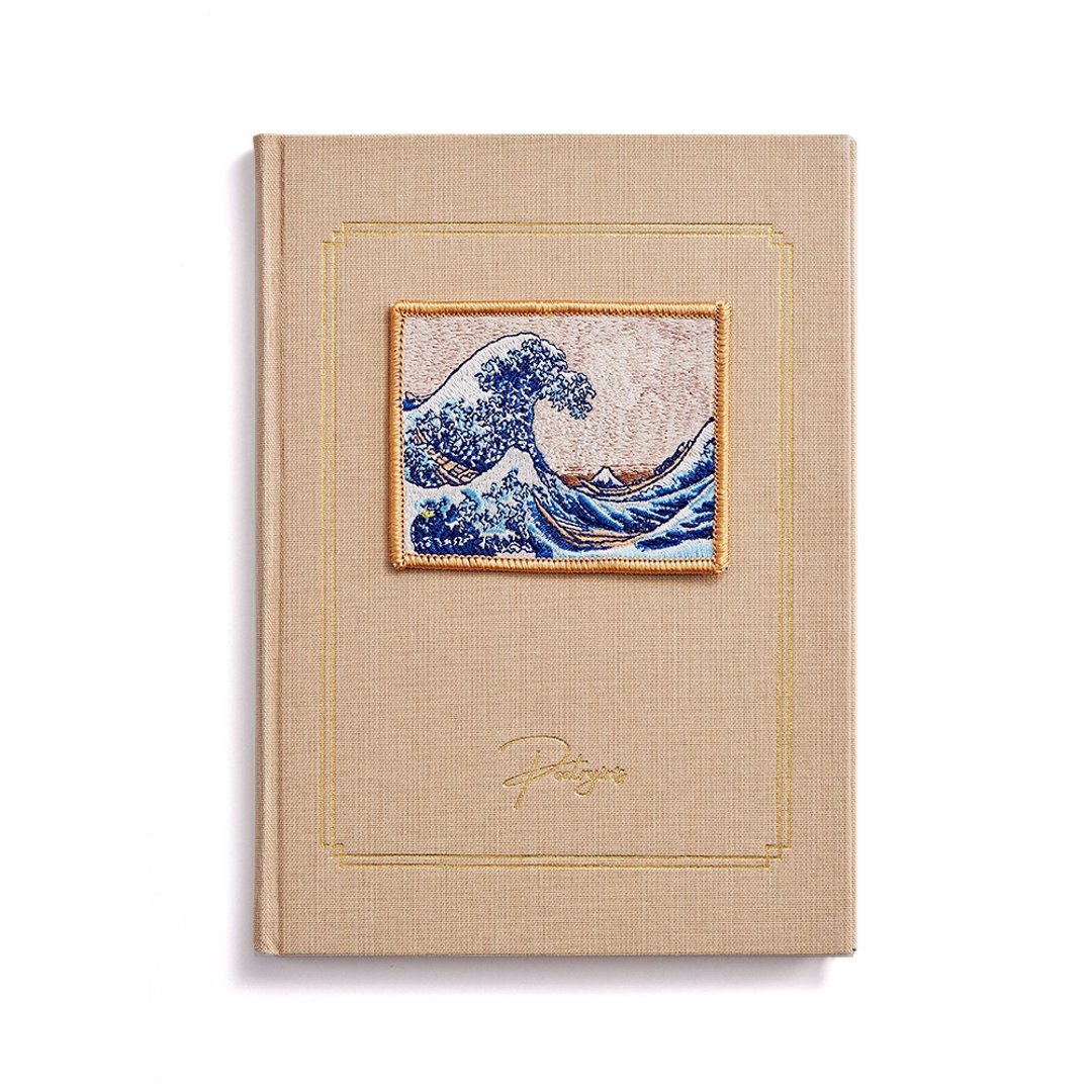 【限量】精品刺绣 / 皇家荷兰布笔记本 葛饰北斋【神奈川冲浪里】 - 笔记本/手帐 - 绣线 