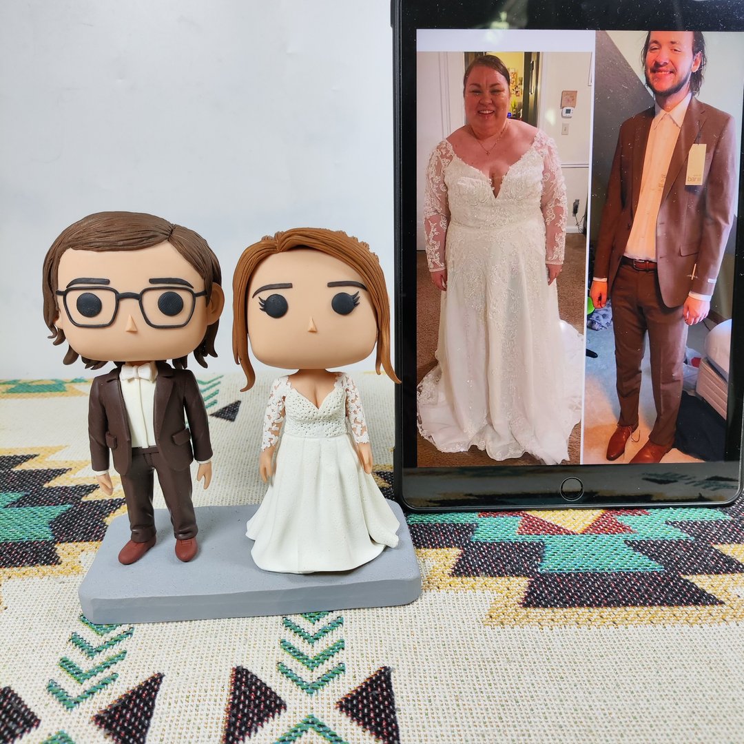 纯手工定制美国Funko Pop 自画像公仔情侣父母夫妻结婚周年礼物 - 玩偶/公仔 - 粘土 多色