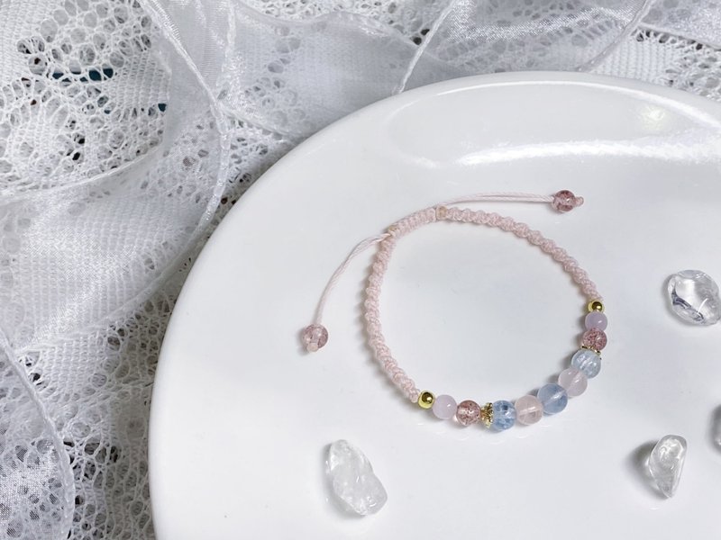 女神维纳斯|摩根石、海蓝宝、草莓晶、紫锂辉 - 手链/手环 - 水晶 粉红色