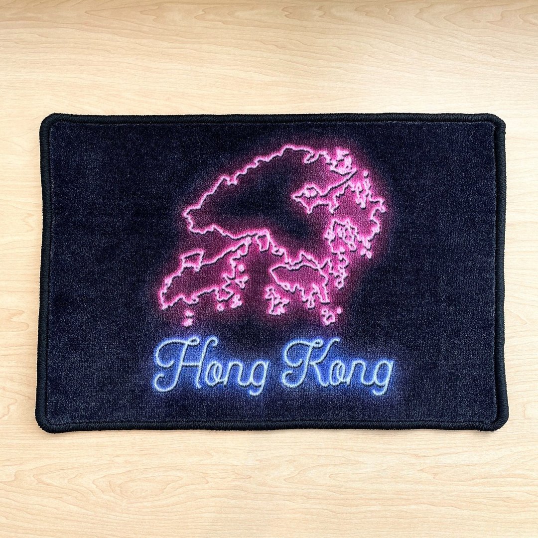 香港霓虹光地图门垫 - 地垫/地毯 - 尼龙 黑色