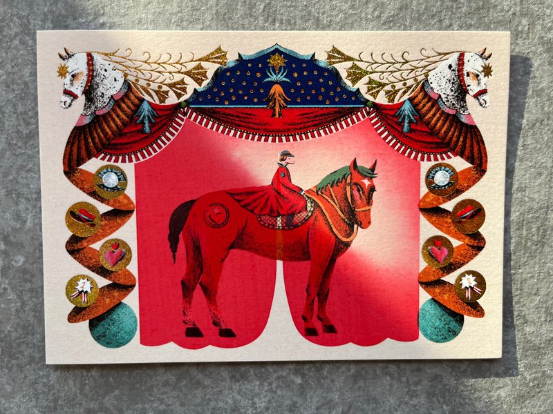 赤马 感温贺卡 马年新年贺卡 - 卡片/明信片 - 纸 红色