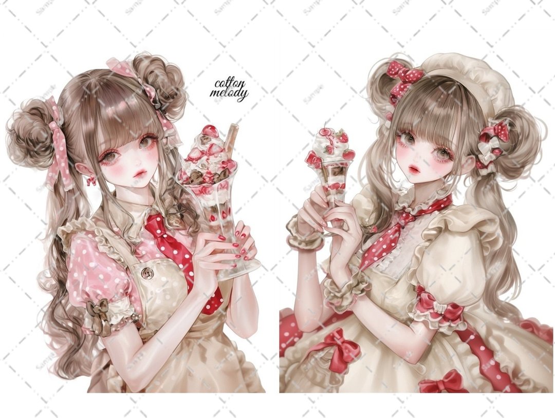 [限定] 原创贴纸编号PM49 // 与 nene Patisserie Melody 合作的角色贴纸 cottonmelody - 贴纸 - 纸 