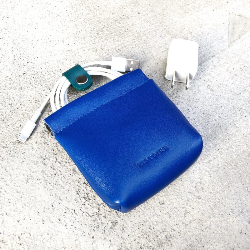 【Glamor】ZiBAG-037L/弹簧口金充电包 / 宝蓝 - 零钱包 - 真皮 