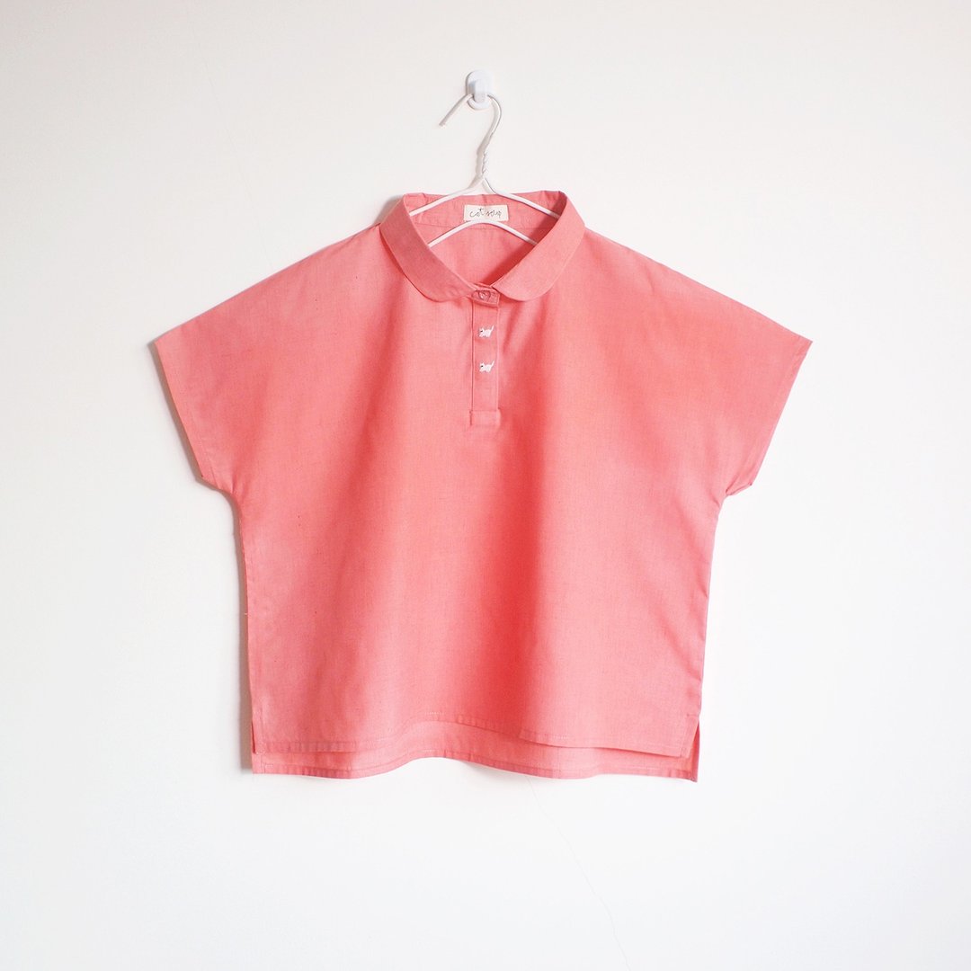 embroidered cat button blouse : pink - 女装上衣 - 棉 粉红色