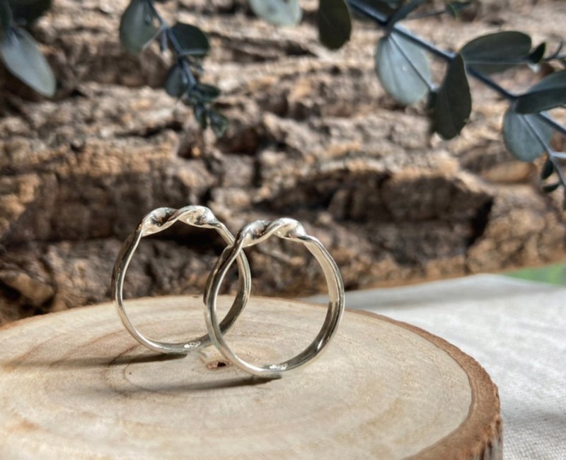 双结莫比乌斯银戒 - 对戒 - 纯银 银色