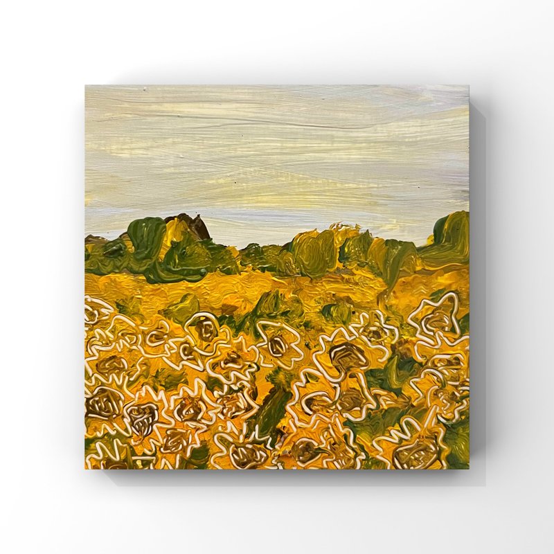 向日葵艺术 向日葵田原创油画 来自乌克兰的小艺术礼物 - 海报/装饰画/版画 - 其他材质 橘色