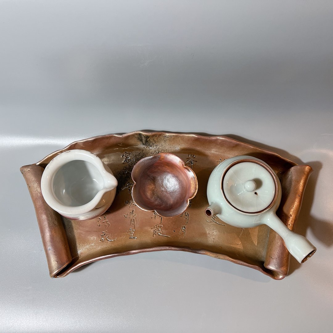 纯手捏柴烧上茶盘 / 小平凡手作 - 茶具/茶杯 - 陶 